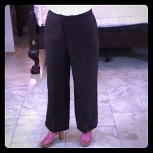 Escada Linen Embroidered Wide Leg Pants